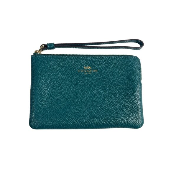Coach Women's Emerald Green Wristlet Purse Sz S - Picture 1 of 11